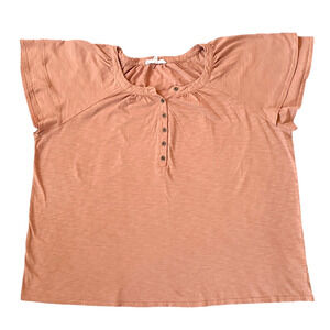 Jane + Delancey Minimalist Shirt Top 2XL Salmon Cotton Womens Flutter Sleeve